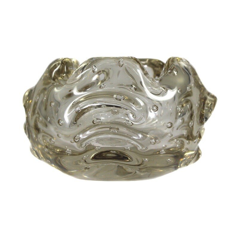 Freely formed ashtray with pierced air beads, Barovier around 1937-40