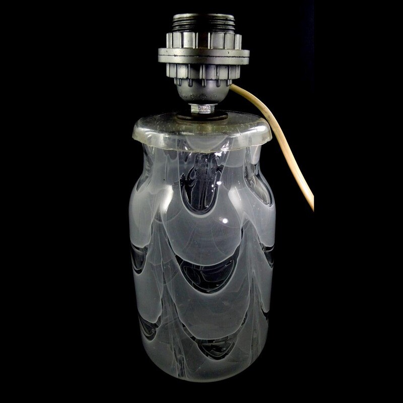 Lamp base, Barovier &amp; Toso signed, decor Graffito diafano bianco.
