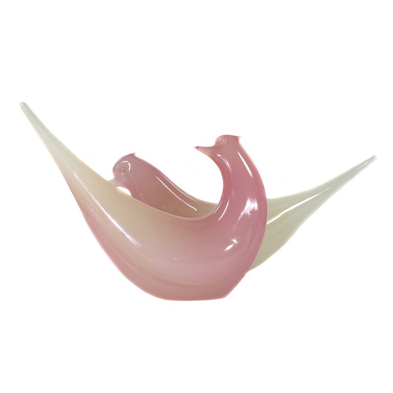 Pair of bird sculptures made of green alabaster glass, Murano around 1965-70
