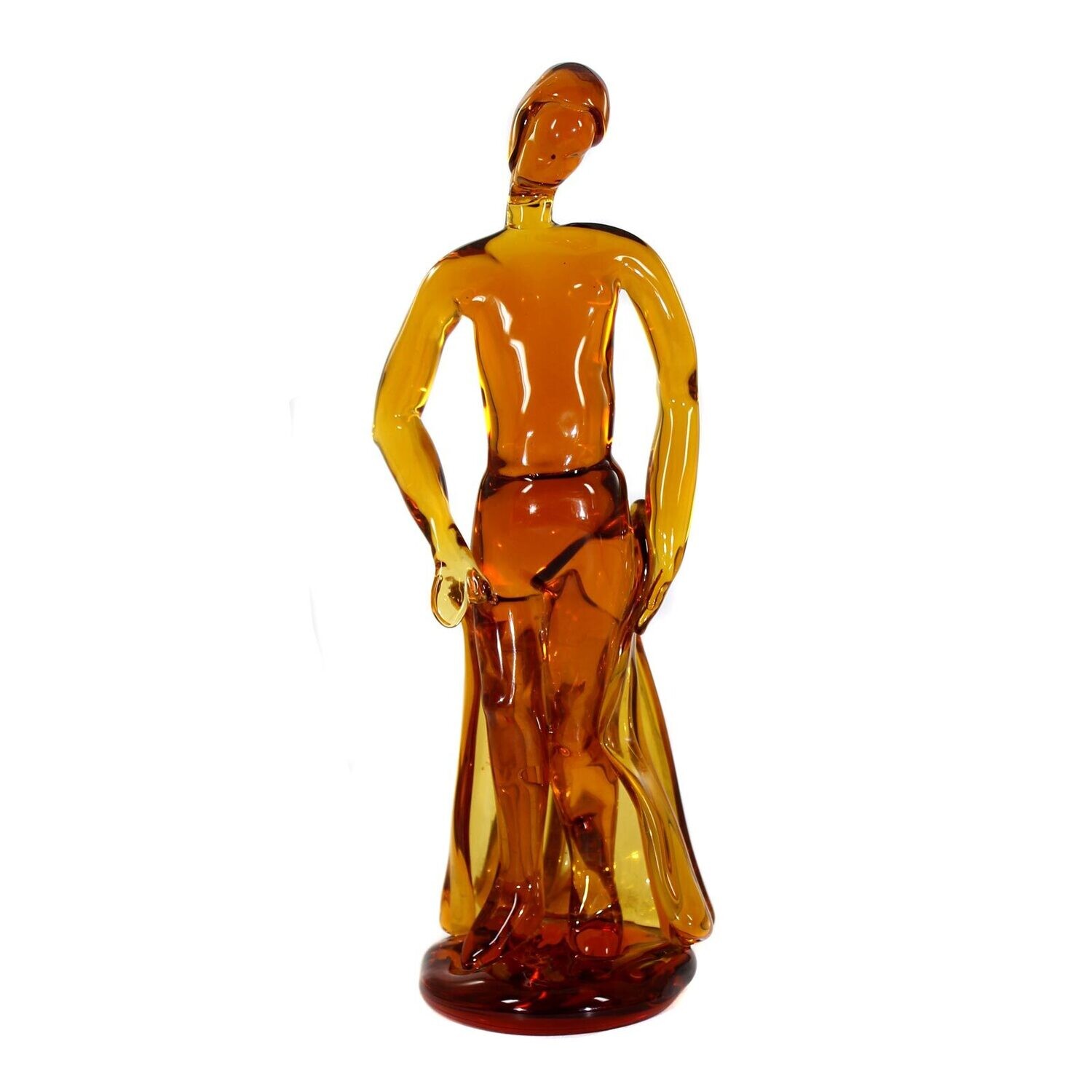 Standing female nude made of amber-colored glass, Alfredo Barbini around 1950