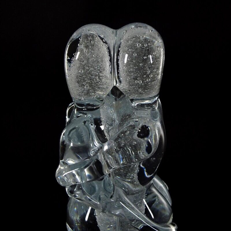 Murano sculpture "The Lovers" with air bubble inclusion, signed. Alfredo Rossi