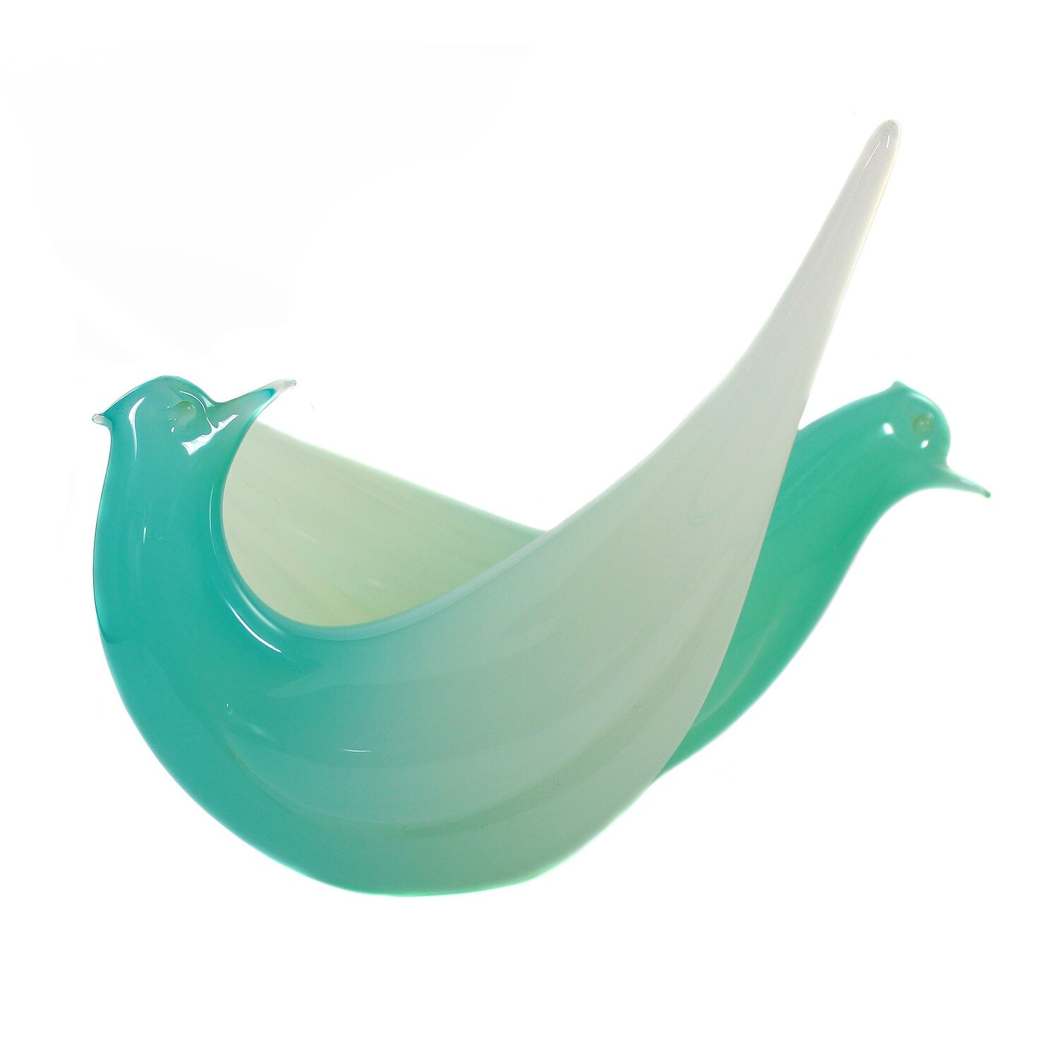 Pair of bird sculptures made of green alabaster glass, Murano around 1965-70