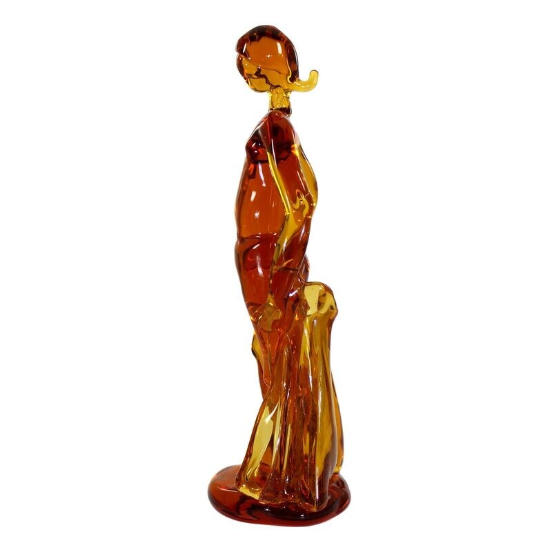 Standing female nude made of amber-colored glass, Alfredo Barbini around 1950