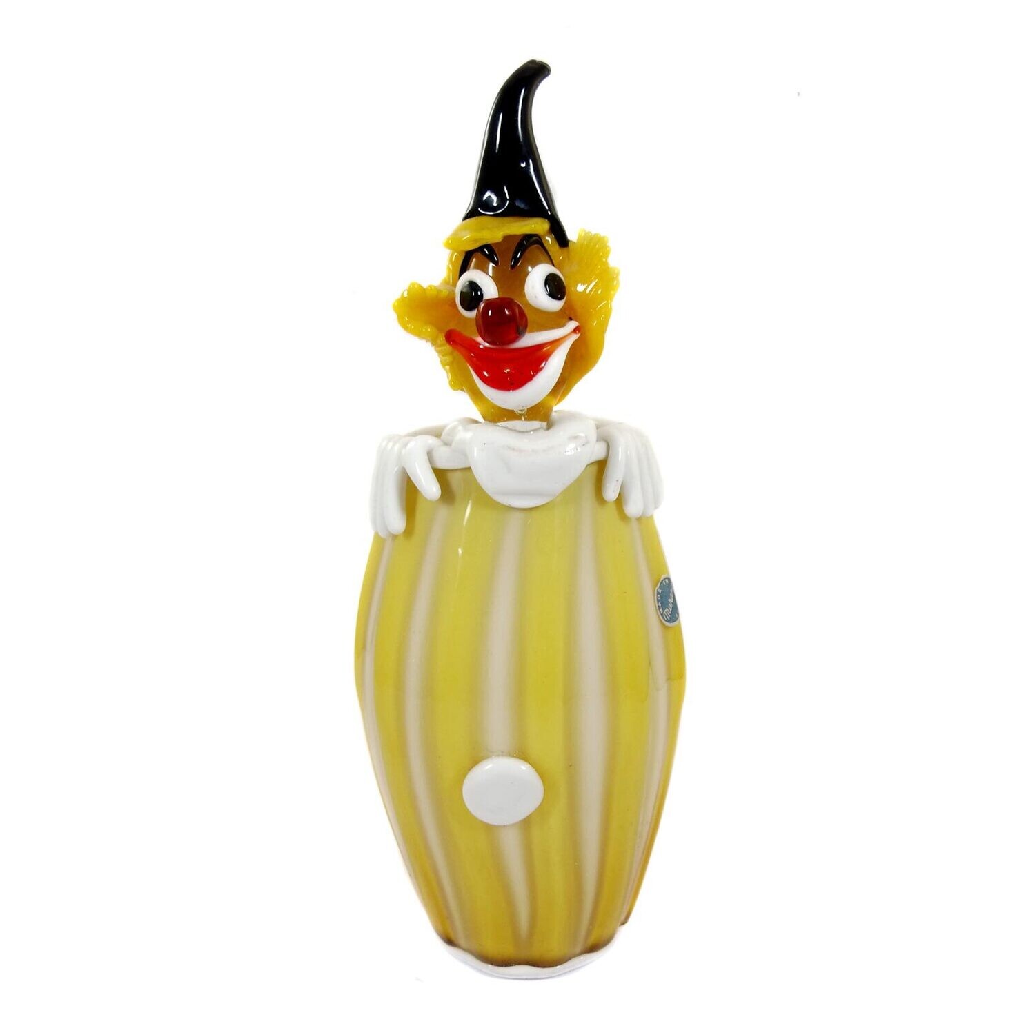Murano clown with vase and opaque white interior, Murano around 1950-60