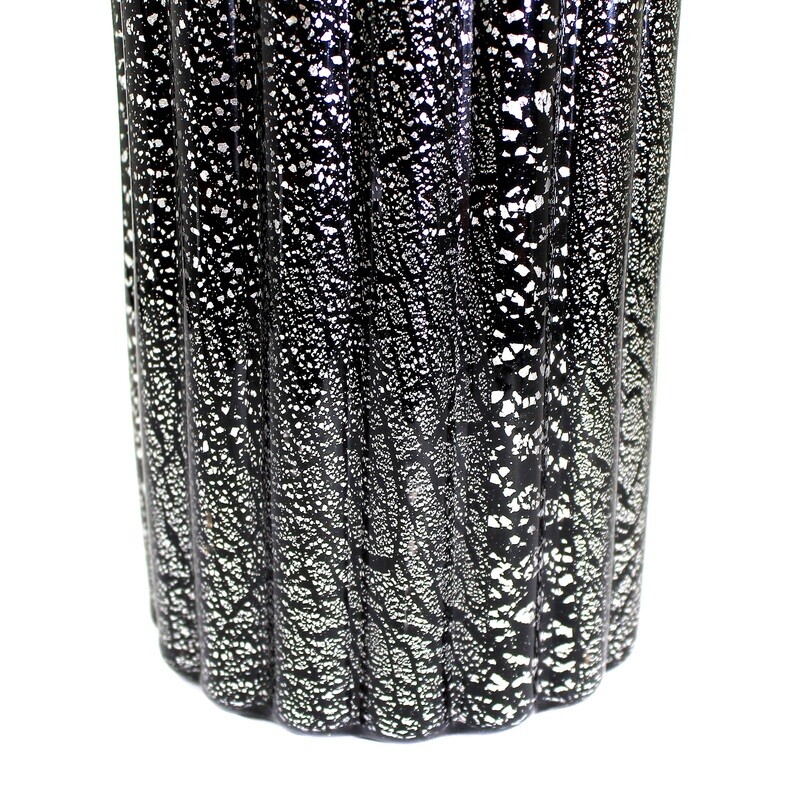 28 cm large vase with black interior and silver flicker, Seguso around 1955