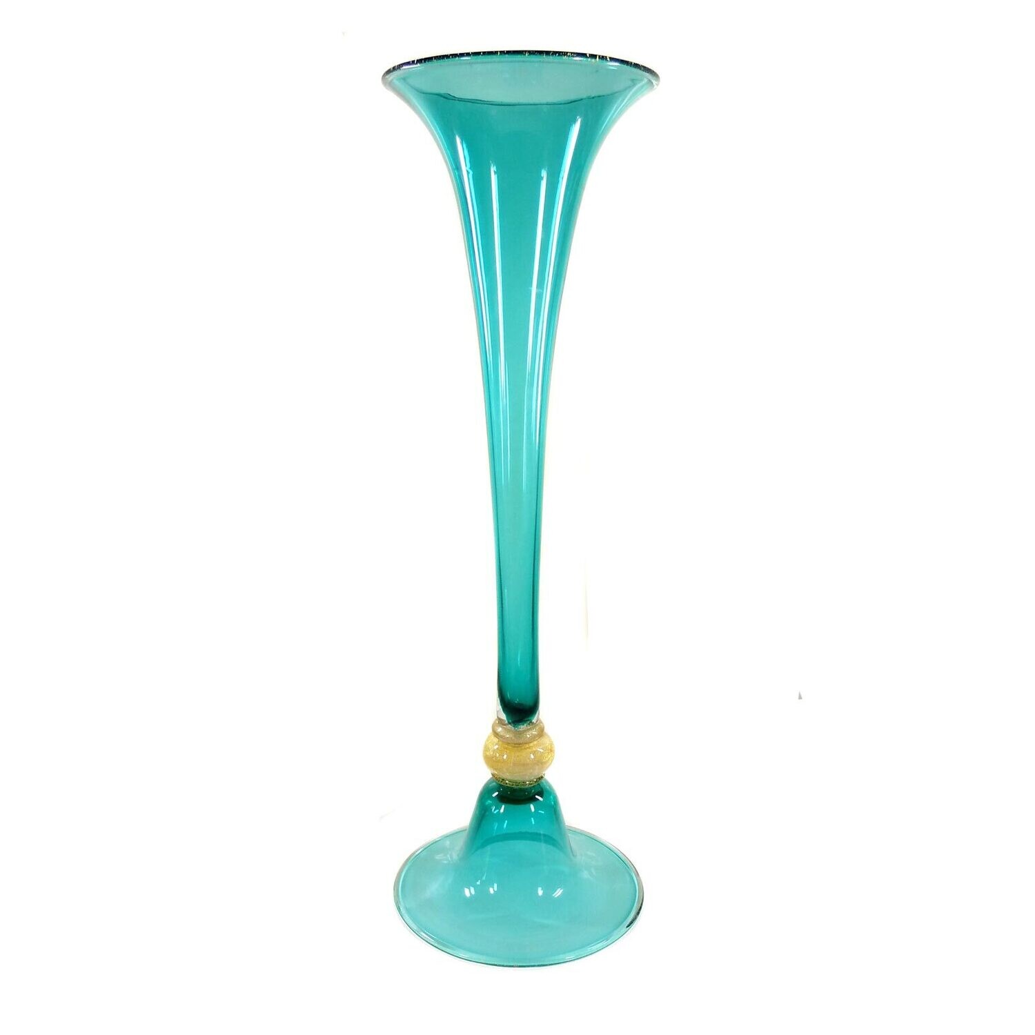 64 cm high floor vase made of turquoise glass, Seguso Vetri d&#39;Arte around 1970