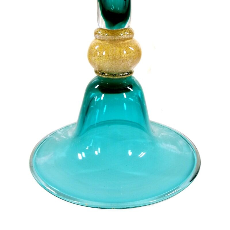 64 cm high floor vase made of turquoise glass, Seguso Vetri d'Arte around 1970