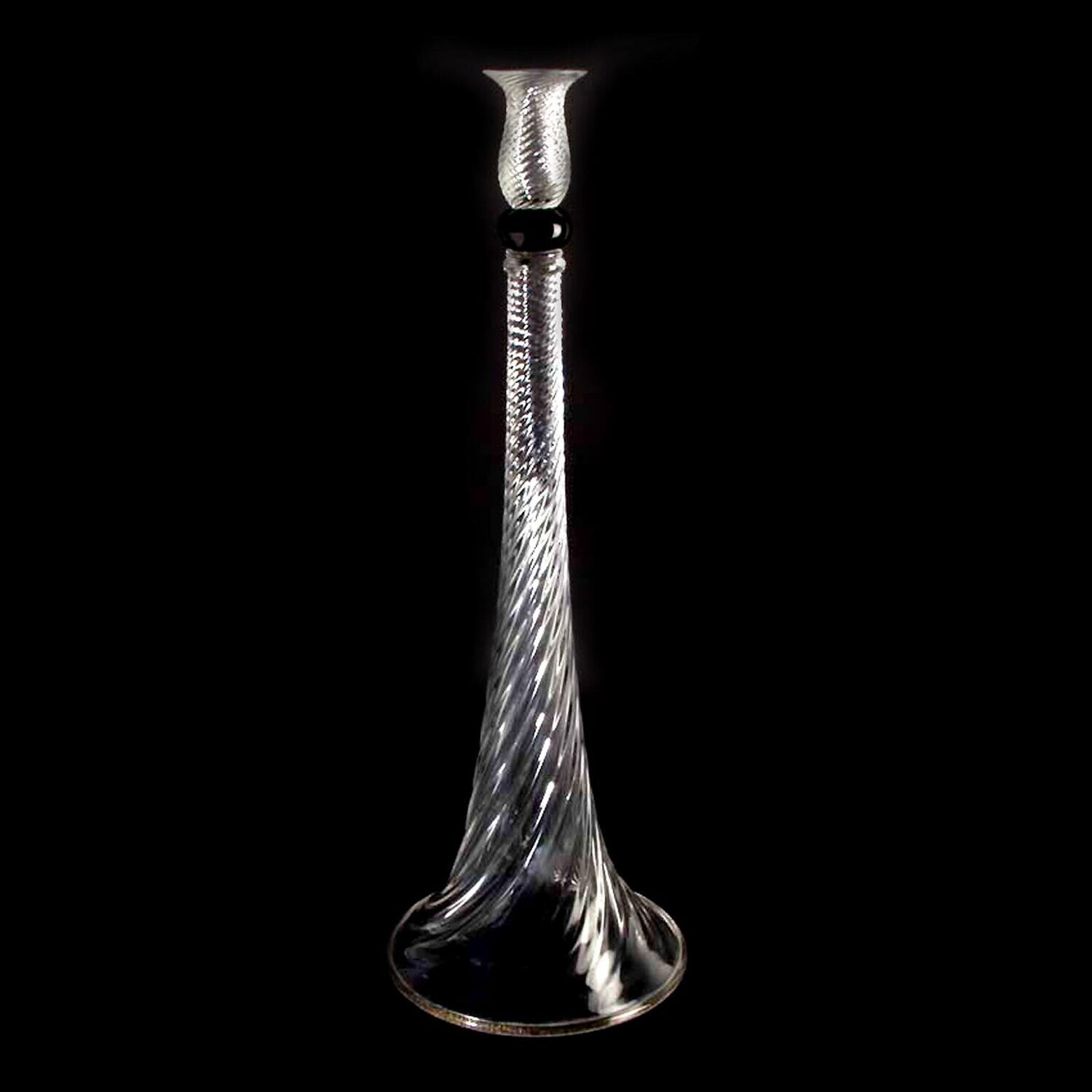 64cm high candlestick made of colorless glass with gold foil inclusions
