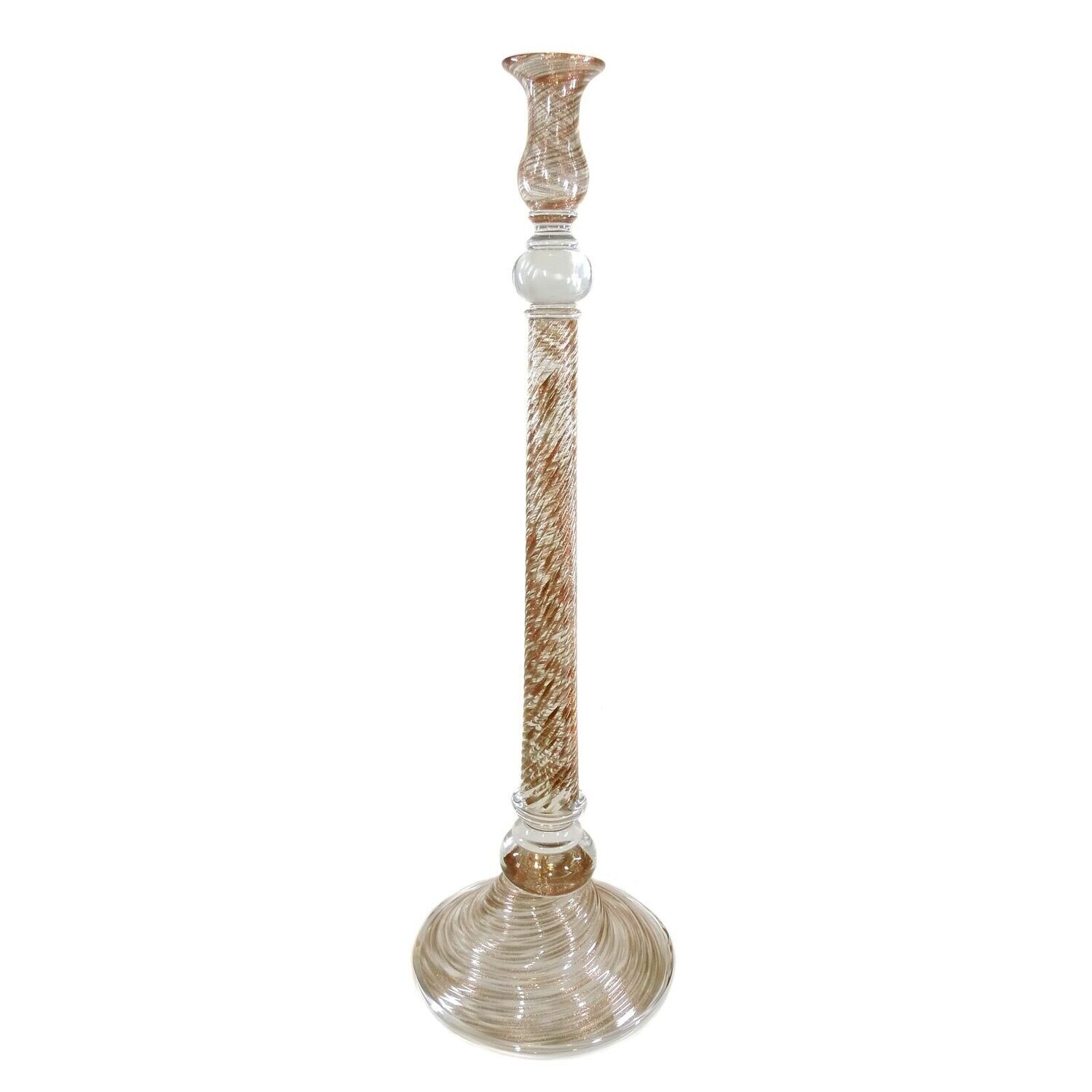 65 cm high candlestick with aventurine inclusions, Seguso Vetri d&#39;Arte