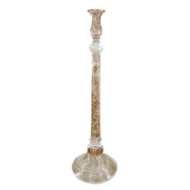 65 cm high candlestick with aventurine inclusions, Seguso Vetri d&#39;Arte