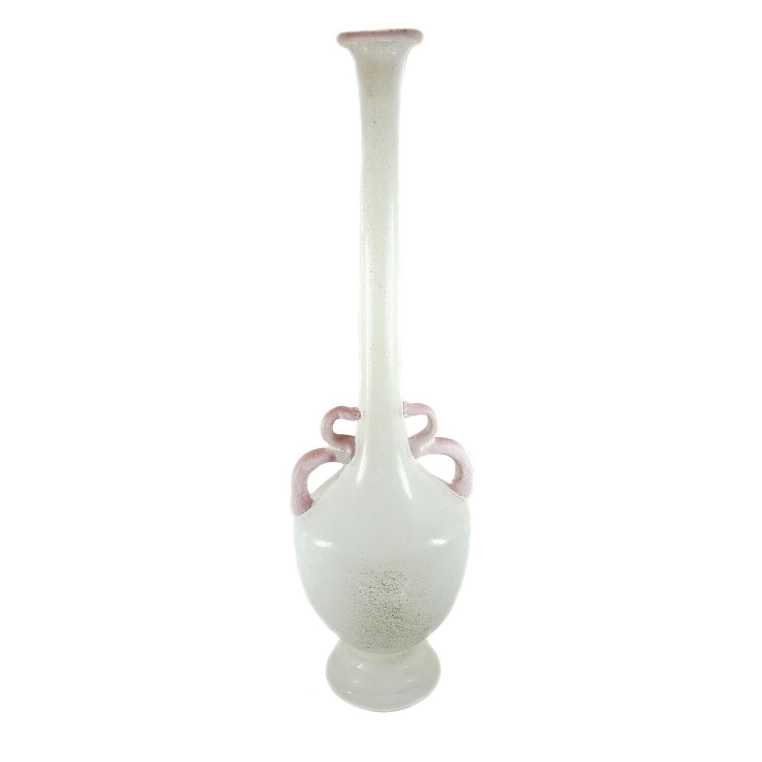 Gr. Vase with acid-matted surface, neck with applied thread, Seguso