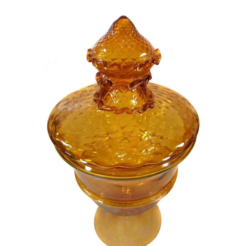 Large lidded vase made of amber-colored glass, Seguso Vetri d'Arte around 1970