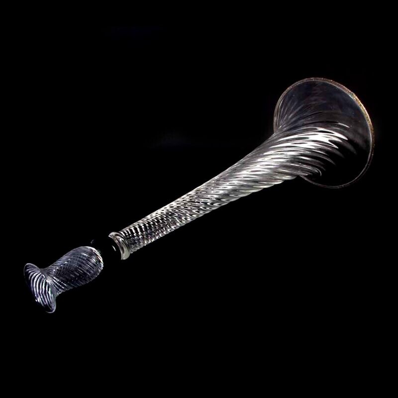 64cm high candlestick made of colorless glass with gold foil inclusions