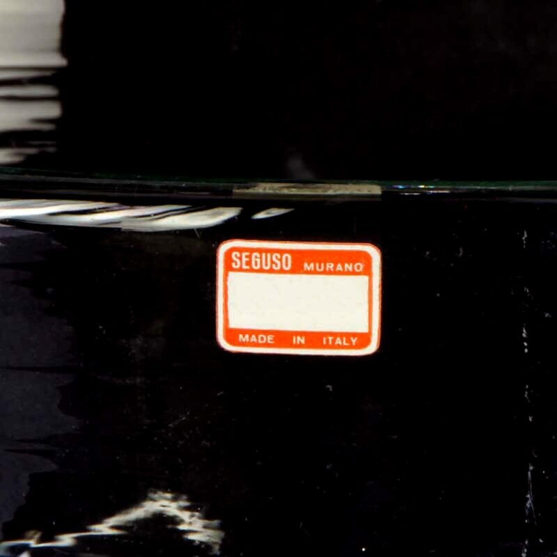 Large vase made of colorless glass with a ribbed bowl, Seguso Vetri d'Arte around 1970