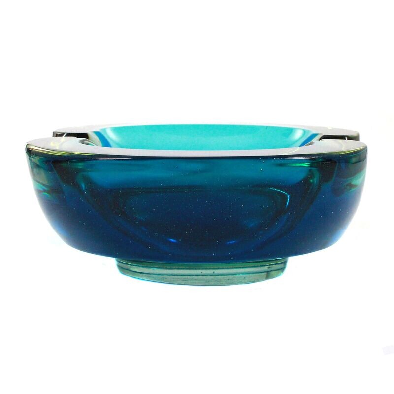 Large ashtray made of neodymium glass, Seguso Vetri d'Arte, Flavio Poli