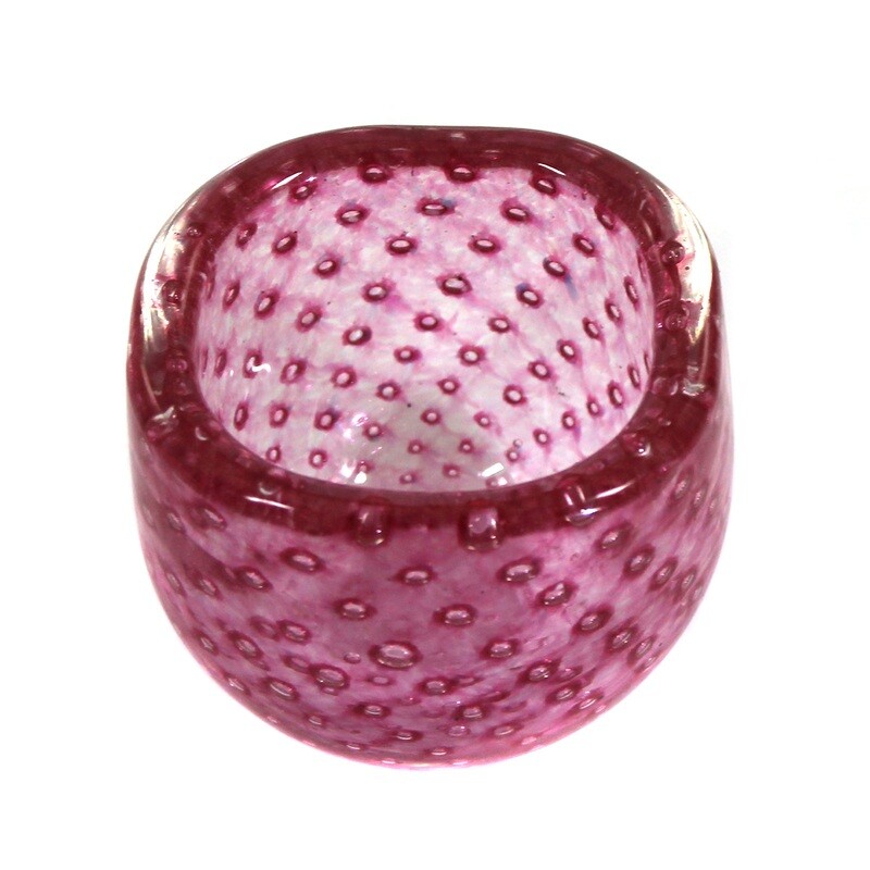 Small bowl of colorless glass with powder inclusions &amp; air bubbles, Venini