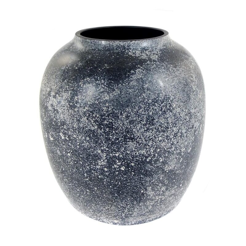 Black vase with patinated surface in Scavo technique, Seguso Vetri d'Arte