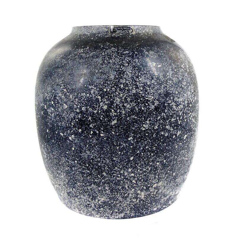 Black vase with patinated surface in Scavo technique, Seguso Vetri d&#39;Arte