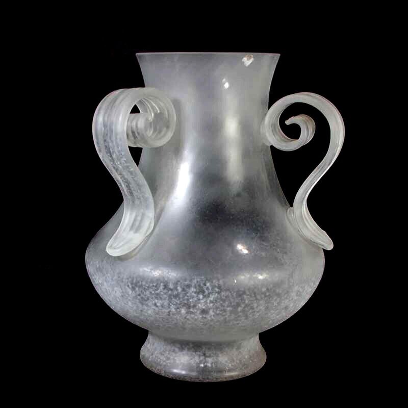 Very large vase with attached handles, Scavo technique, Seguso Vetri d`Arte