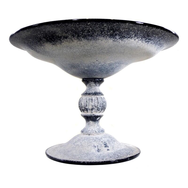 Black vase with patinated surface in Scavo technique, Seguso Vetri d'Arte