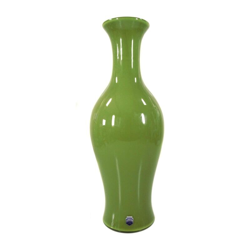 Tall vase made of green, slightly marbled glass, Cenedese, Opaline Chinese series