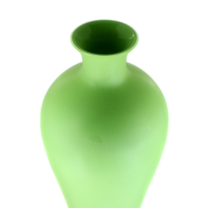 Tall vase made of opaque green glass, Cenedese Opaline Chinese circa 1964-67