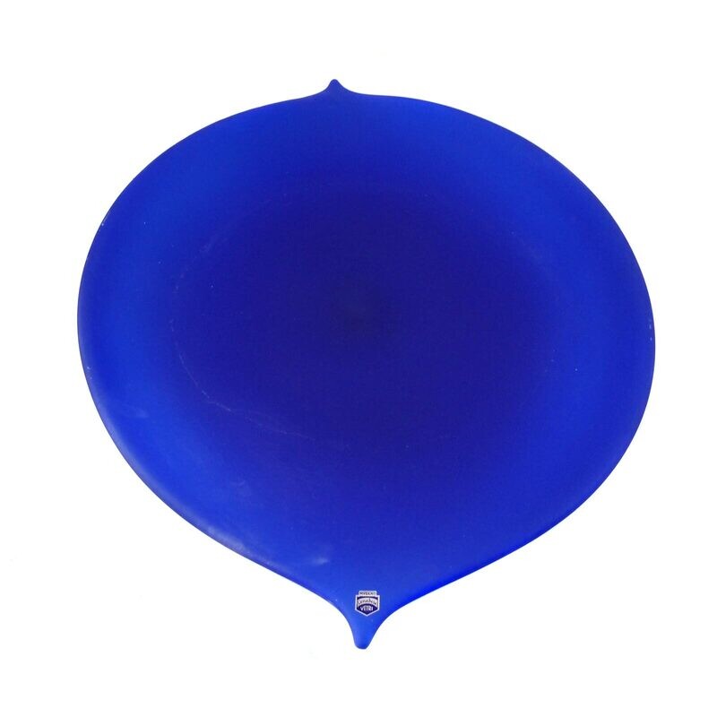 Very large bowl / plate made of dark blue opal glass, Cenedese, designed by Ros