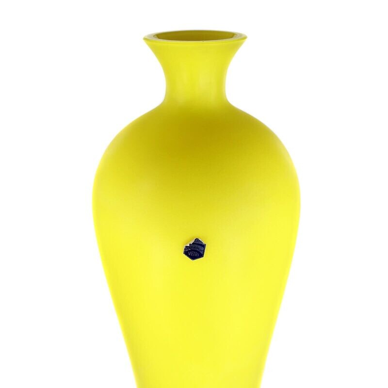 Tall vase made of opaque yellow glass, Cenedese Opaline Chinese circa 1964-67