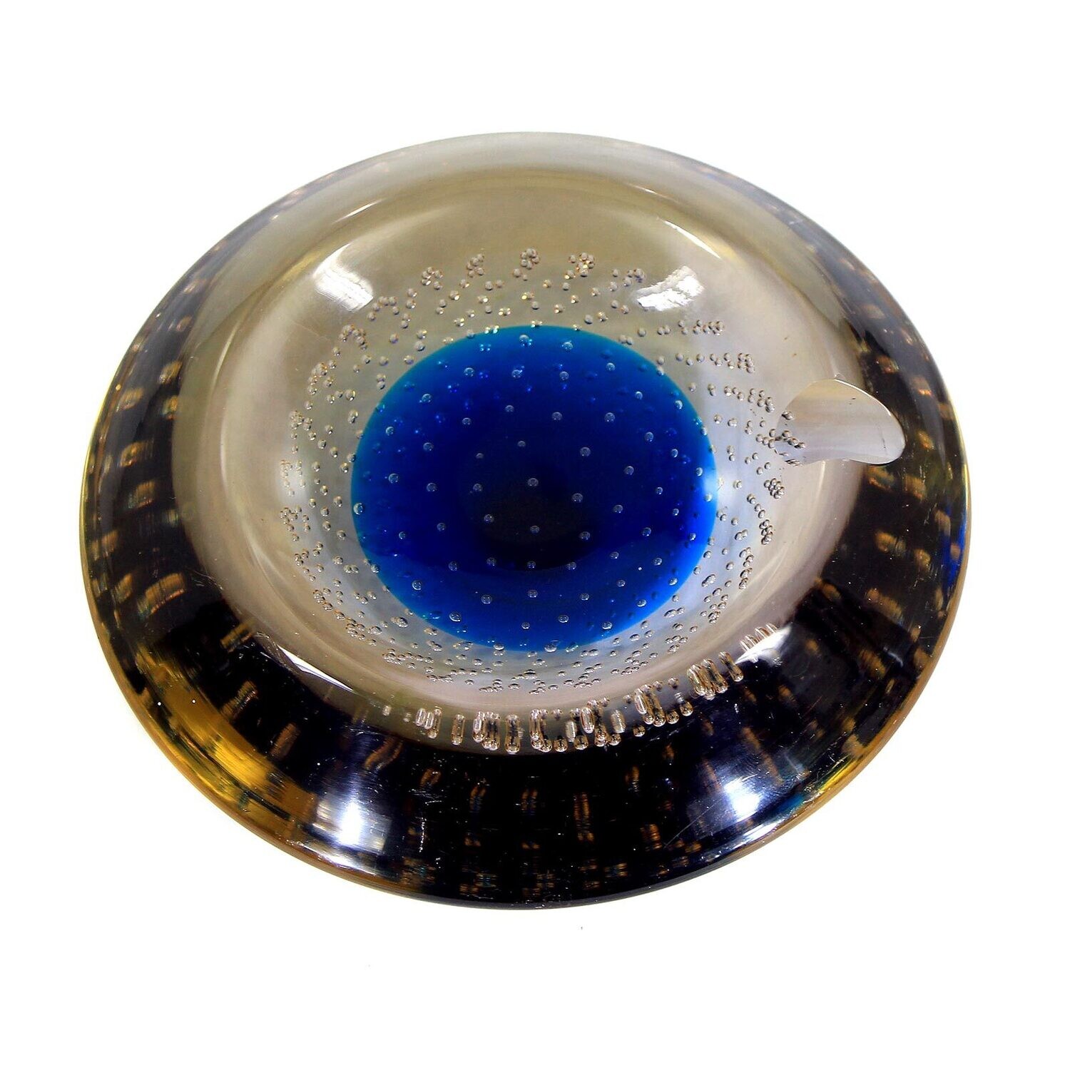 Ashtray with pierced air beads made of alexandrite glass, Galliano Ferro