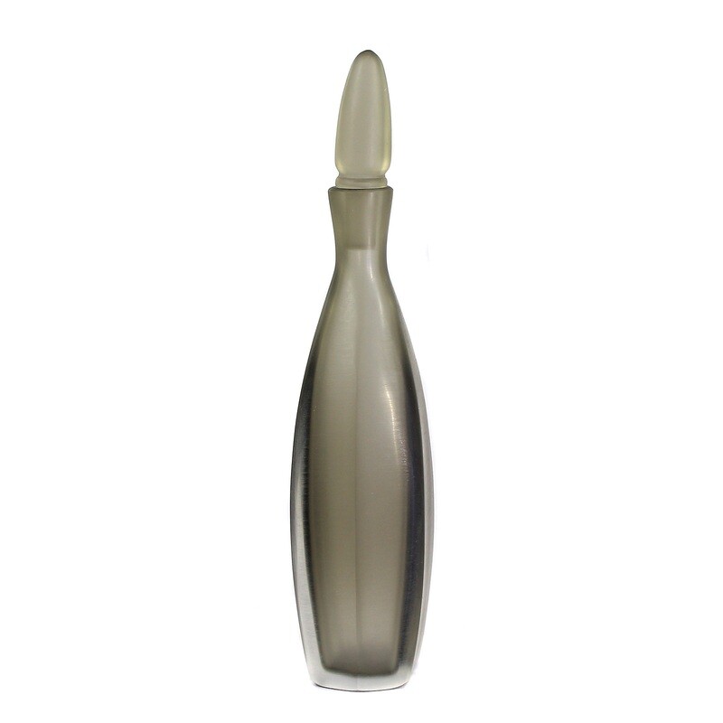 Small topaz glass bottle, Venini Inciso, signed 1993