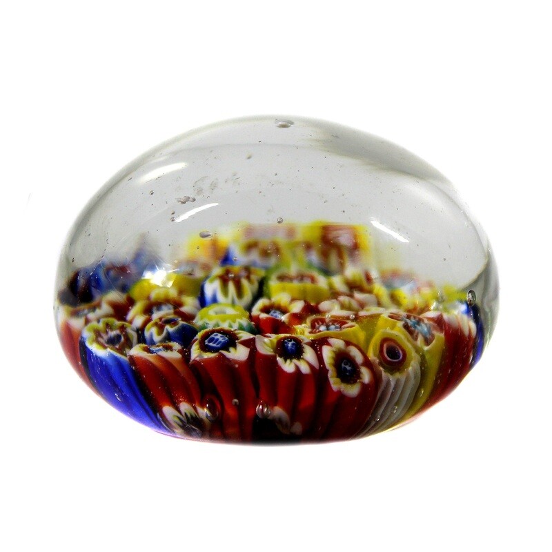 Paperweight made of colorless glass with murrines, probably Vistosi, Murano