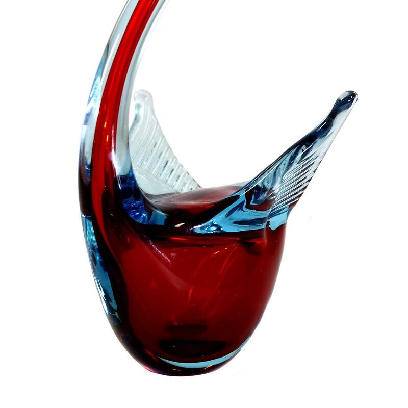 Freely formed Sommerso swan with attached wings, Murano around 1970