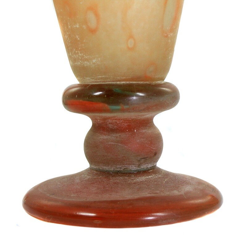 Large funnel-shaped vase with orange powder melts &amp; Scavo decor