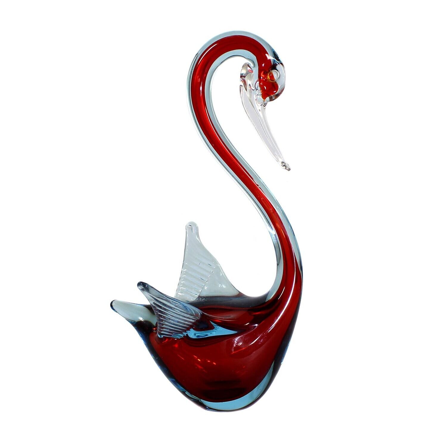 Freely formed Sommerso swan with attached wings, Murano around 1970