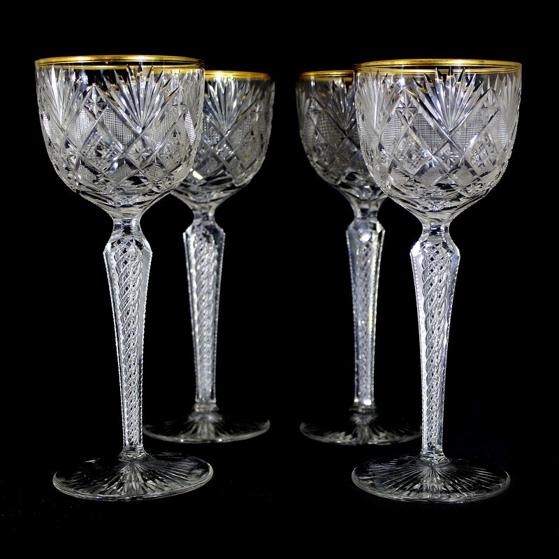 1st of 4. Stem glass with air filigree, Josephinenhütte, designed by S. Haertel