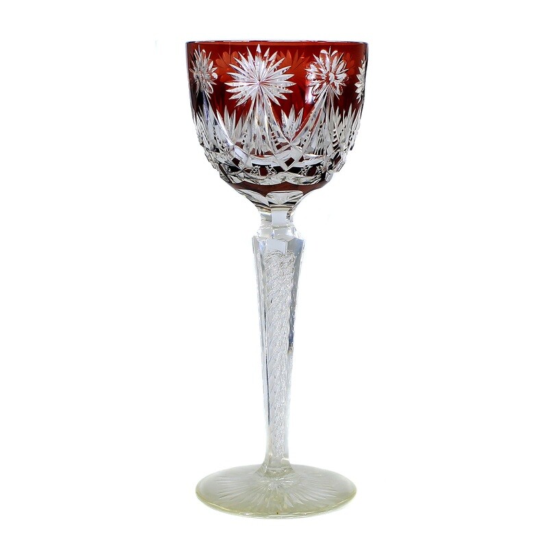 Stem glass with overlay and air filigree, Josephinenhütte, Haertel around 1920