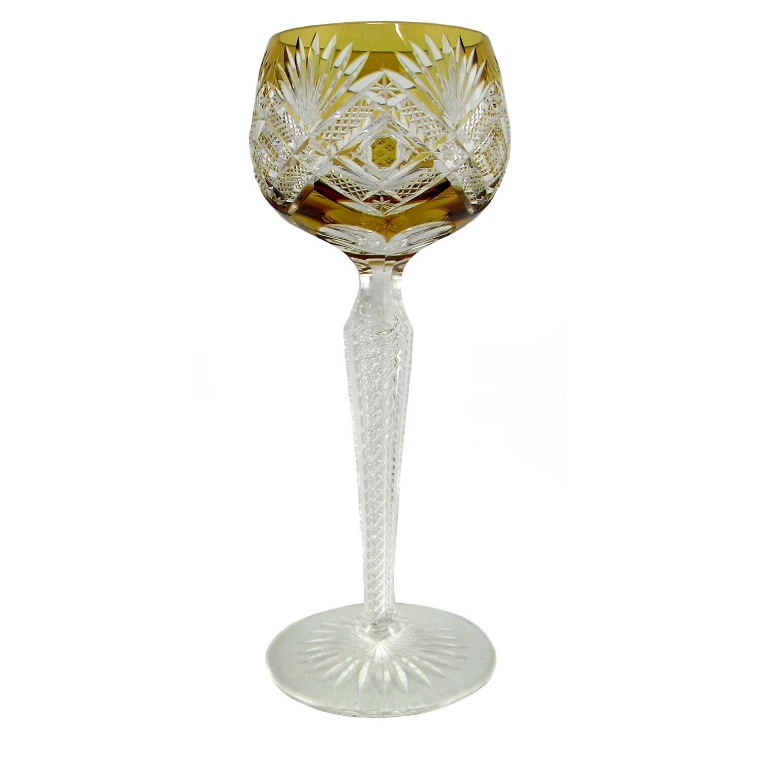 Overlaid stem glass with air filigree, Josephinenhütte, designed by S. Haertel