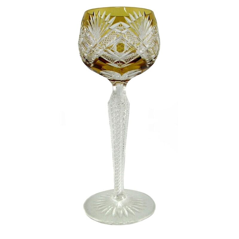Overlaid stem glass with air filigree, Josephinenhütte, designed by S. Haertel