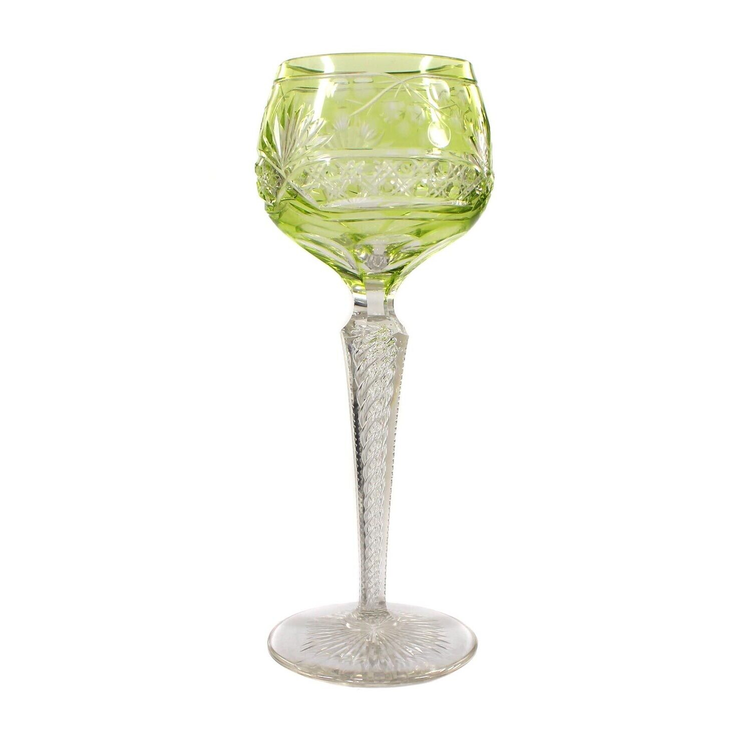 Overlaid stem glass with air filigree, Josephinenhütte, designed by S. Haertel