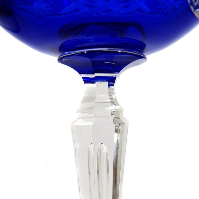 Stem glass with faceted shaft &amp; inscribed. Air bubble, Josephinenhütte 1920