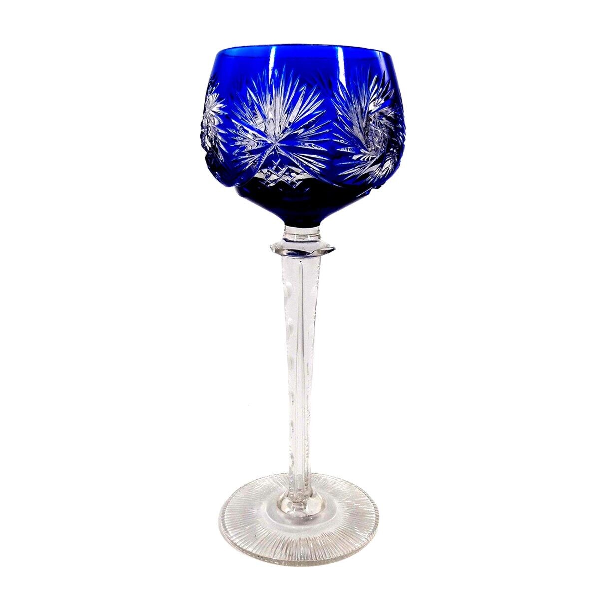 Stem glass with cobalt blue overlay, Josephinenhütte, designed by S. Haertel around 1910
