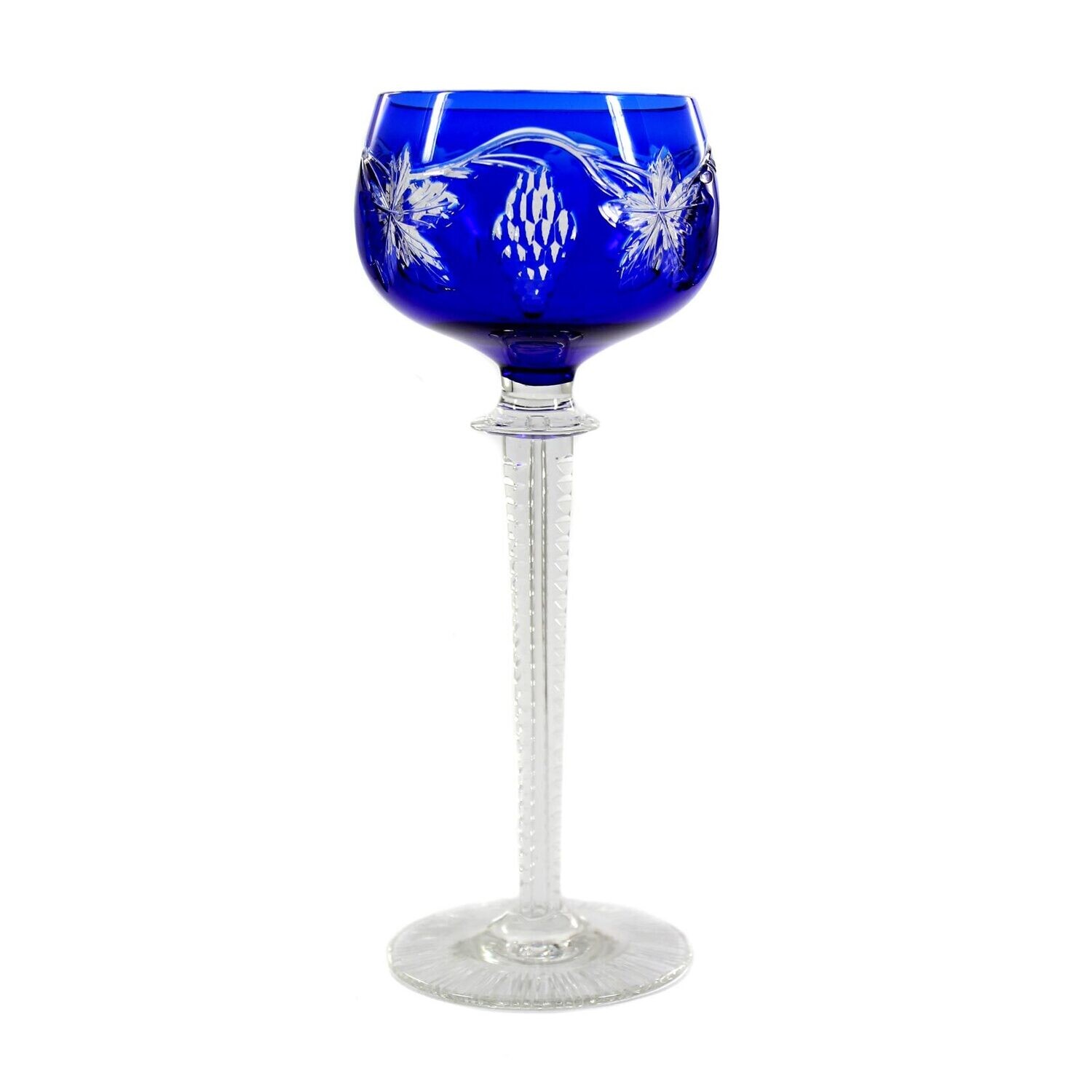 Stem glass with cobalt blue overlay, Josephinenhütte, designed by S. Haertel around 1910