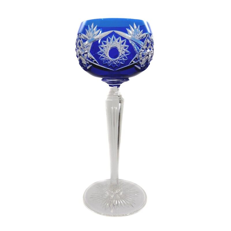 Stem glass with faceted shaft &amp; inscribed. Air bubble, Josephinenhütte 1920