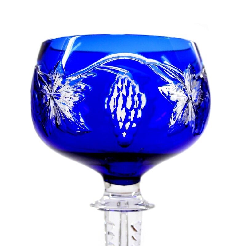 Stem glass with cobalt blue overlay, Josephinenhütte, designed by S. Haertel around 1910