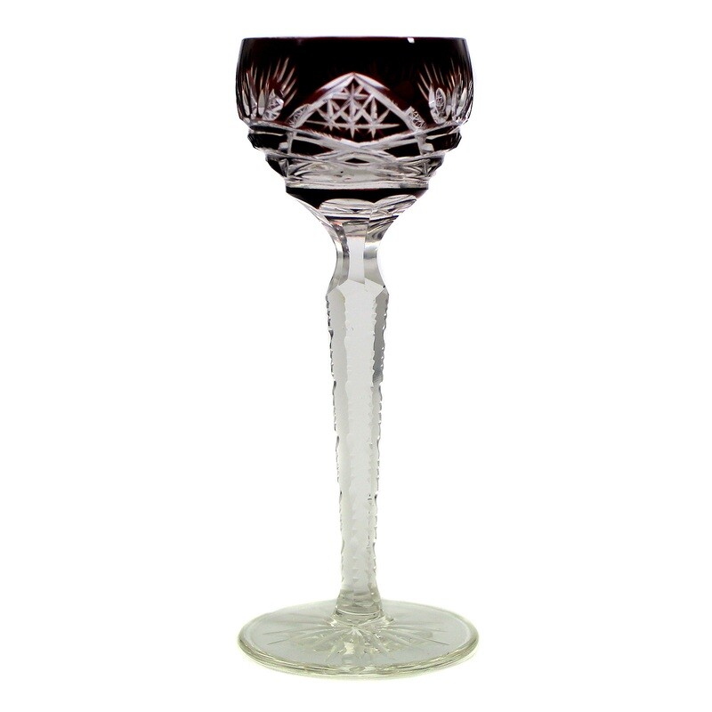 3 liqueur glasses with overlay, Josephinenhütte, Diva collection around 1929