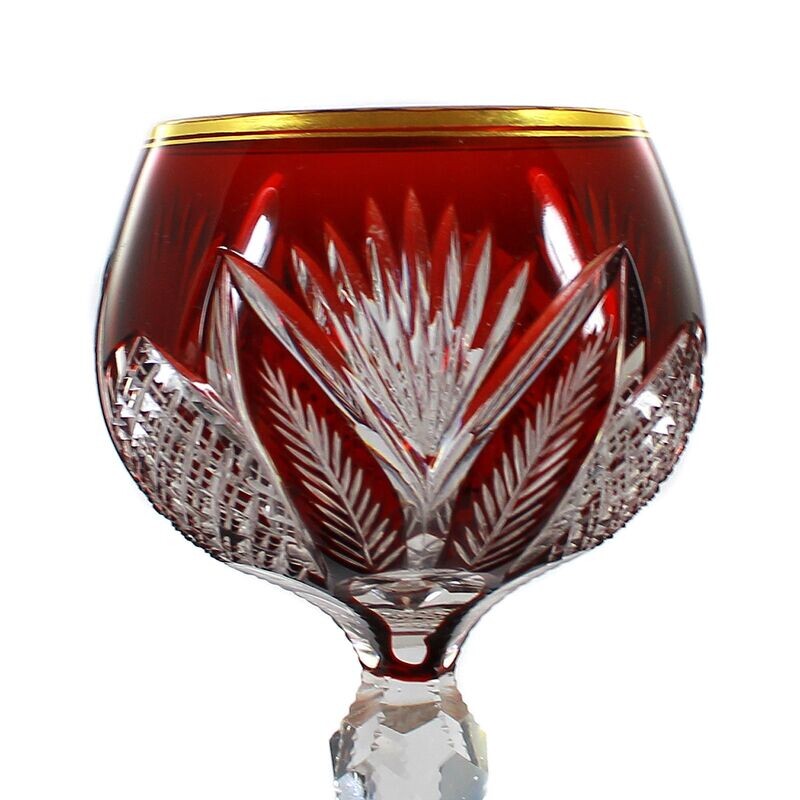 Stem glass with copper ruby overlay, Josephinenhütte, S. Haertel around 1920