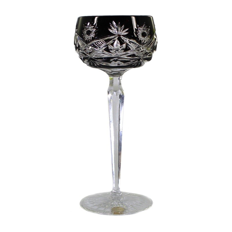 Stem glass with copper ruby overlay and decorative cut decoration, Josephinenhütte