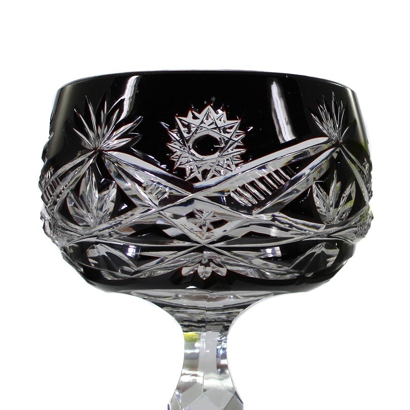 Stem glass with copper ruby overlay and decorative cut decoration, Josephinenhütte