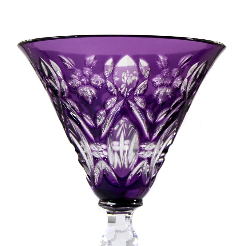 Stem glass with a purple bowl, Josephinenhütte, designed by S. Haertel around 1924