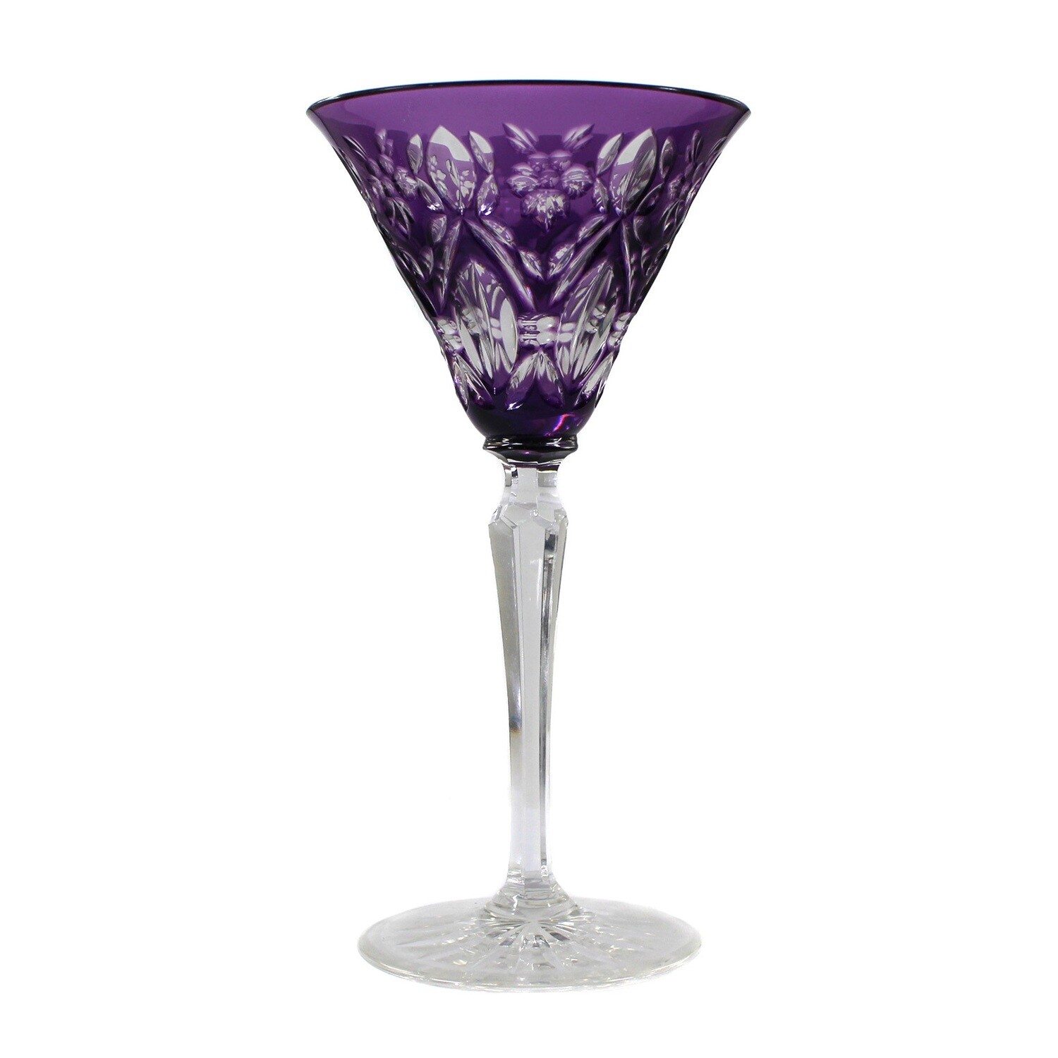 Stem glass with a purple bowl, Josephinenhütte, designed by S. Haertel around 1924